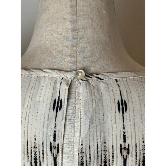 Cynthia Rowley Shirt Women Small Ivory Silk Short Sleeve Ikat Print Blouse - Picture 7 of 11